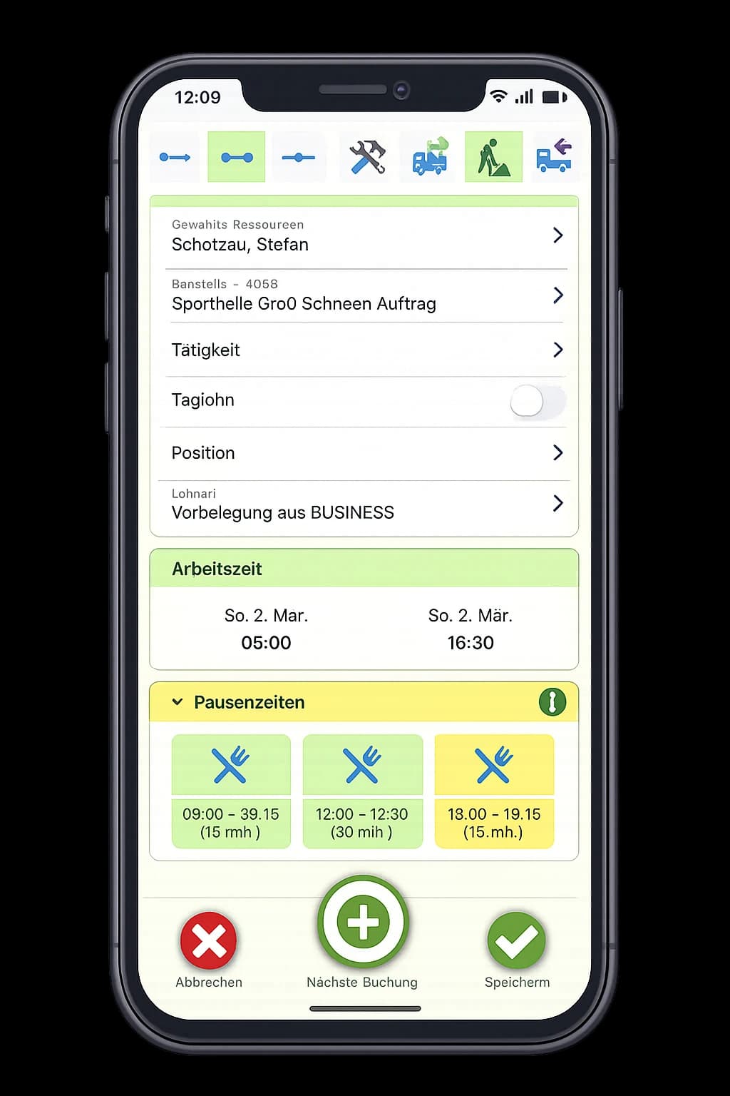 DATAflor TIME App — Zeiterfassung mit Pausenzeiten