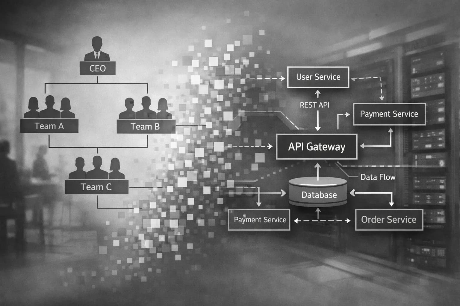 Conway's Law - Warum deine Software so aussieht wie deine Firma Organisationsdiagramm verwandelt sich in Software-Architektur