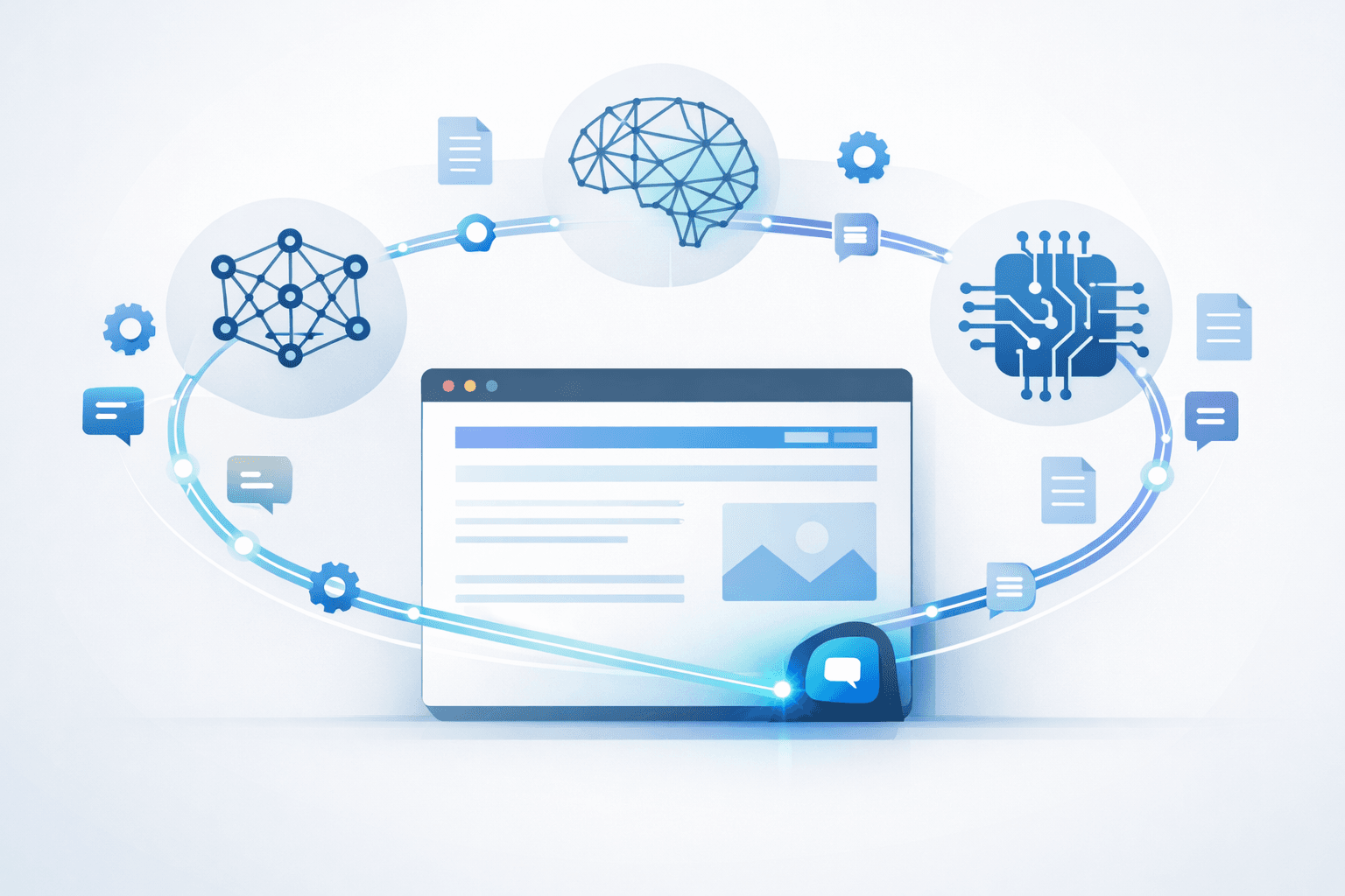 WebMCP: Wenn Websites lernen, mit KI zu sprechen KI-Agent interagiert mit einer Website über strukturierte Tools und Prompts