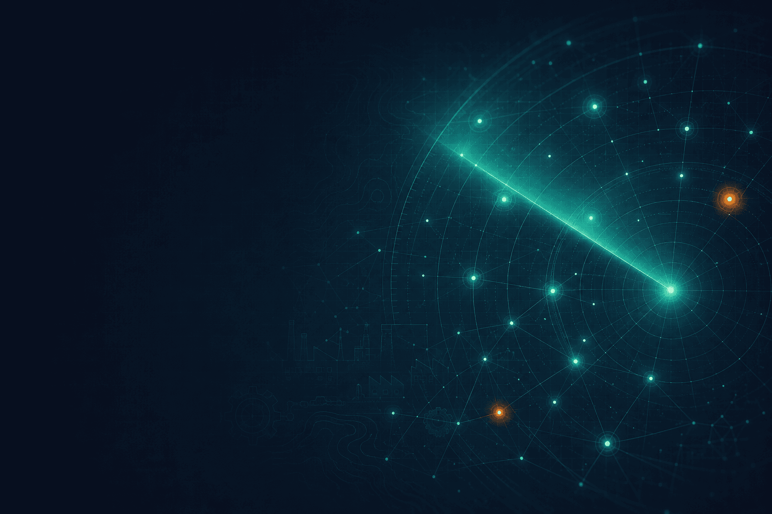 Abstrakte Radar-Visualisierung mit Kaufsignalen aus dem deutschen Mittelstand